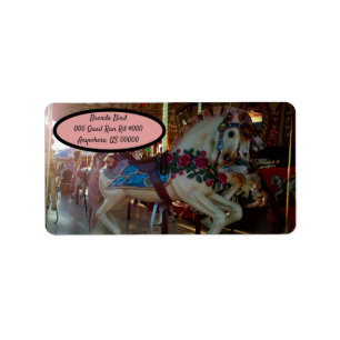 Karnevalsmesse Karussell Merry-Go-Roung Pferd Adressaufkleber