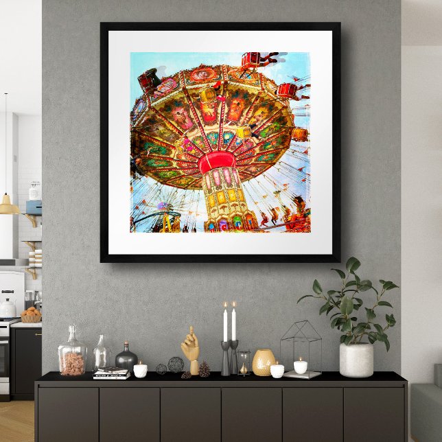 Karnevalsschwingenfahrt blauer Himmel Vintages Ret Poster (Von Creator hochgeladen)