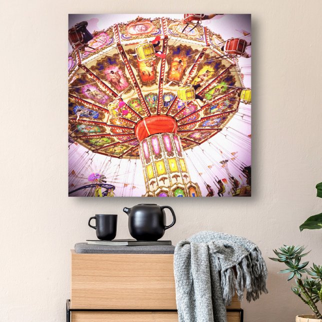 Karnevalsschwingenfahrt Rosa Himmel Vintages Foto  Leinwanddruck (Von Creator hochgeladen)