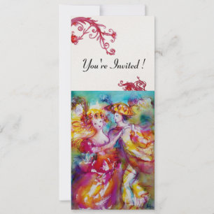 KARNEVALSTANZ Rote Verzierungen Partyprogramm Einladung