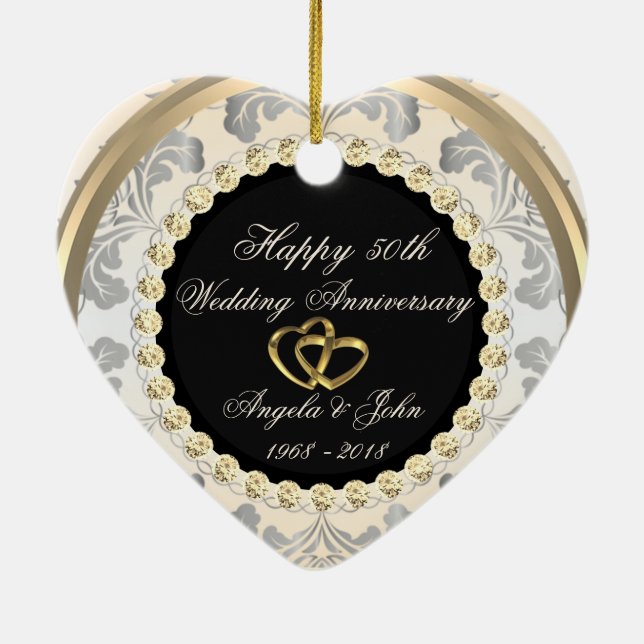 Karo 50. Hochzeitstag Keramik Ornament (Hinten)