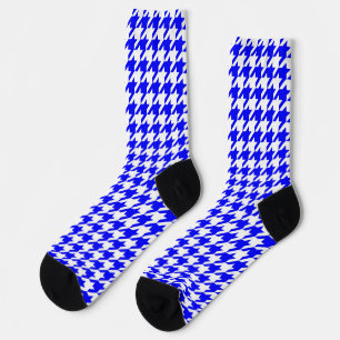 Karo aus blauem und weißem Hahnentrittmuster Socken