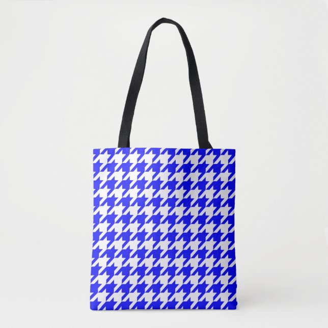 Karo aus blauem und weißem Hahnentrittmuster Tasche (Vorderseite)