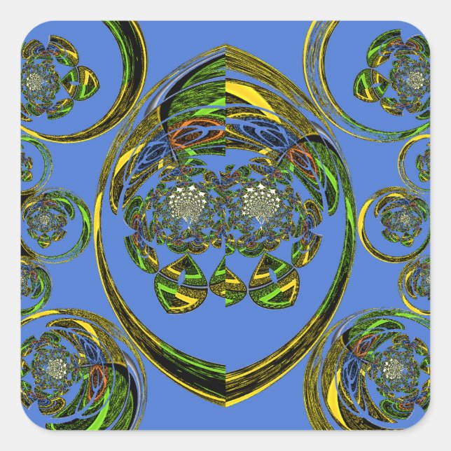Karo aus meinen blauen Kurven Quadratischer Aufkleber (Vorderseite)