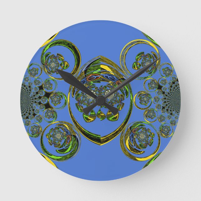 Karo aus meinen blauen Kurven Runde Wanduhr (Vorderseite)