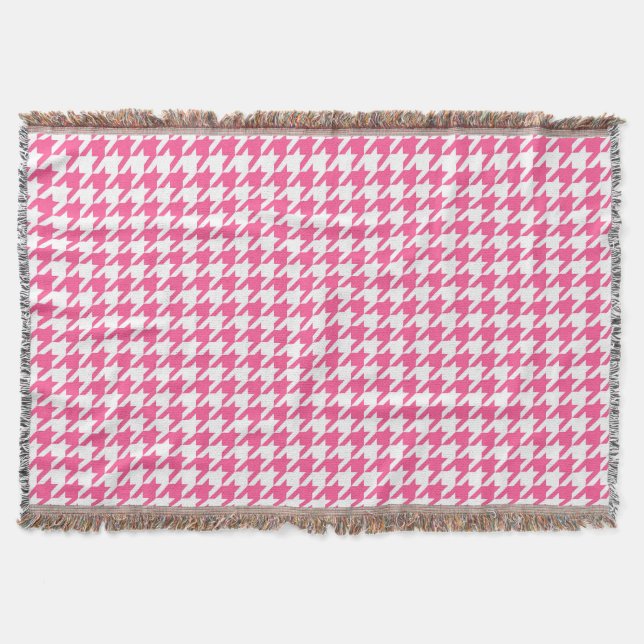 Karo aus rosa und weißem Hahnentrittmuster Decke (Vorderseite)