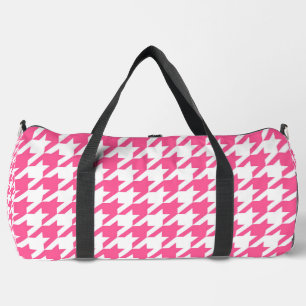 Karo aus rosa und weißem Hahnentrittmuster Duffle Bag