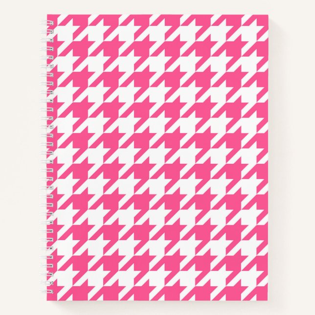 Karo aus rosa und weißem Hahnentrittmuster Notizbuch (Vorderseite)