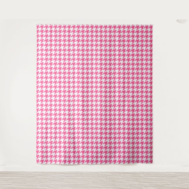 Karo aus rosa und weißem Hahnentrittmuster Wandteppich (Vorderseite)