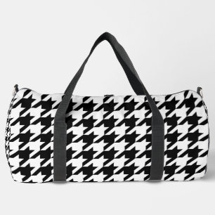 Karo aus schwarzem und weißem Hahnentrittmuster Duffle Bag