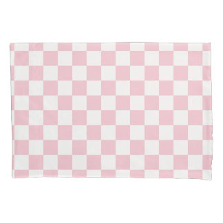 Karo Baby Pink und White Checkerboard Muster Kissenbezug