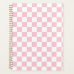 Karo Baby Pink und White Checkerboard Muster Planer<br><div class="desc">Prüfmuster - Hellrosa und weiße Schachbrett.</div>