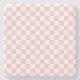 Karo Baby Pink und White Checkerboard Muster Steinuntersetzer (Vorderseite)