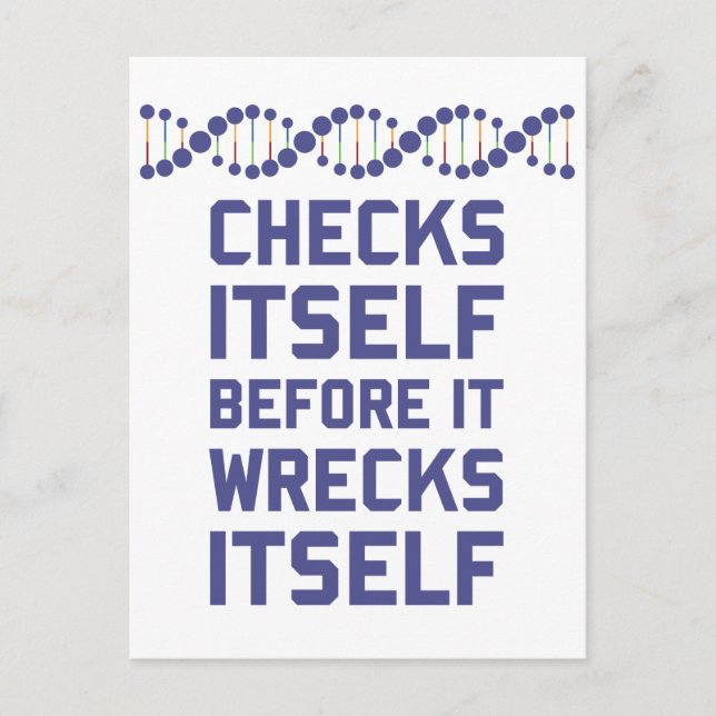 Karo, bevor Sie Ihre DNA-Genetik zerstören Postkarte (Vorderseite)