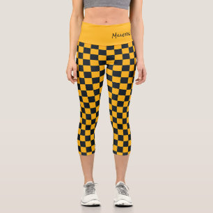 Karo Black Gold Team Schulkollegen Fans Capri Leggings