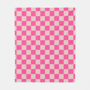 Karo Coral Pink Checked Pattern Checkerboard Fleecedecke