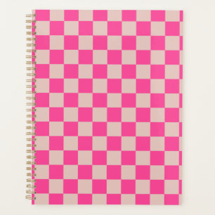 Karo Coral Pink Checked Pattern Checkerboard Planer