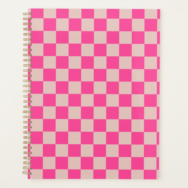 Karo Coral Pink Checked Pattern Checkerboard Planer (Vorderseite)