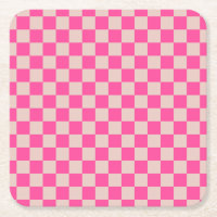 Karo Coral Pink Checked Pattern Checkerboard