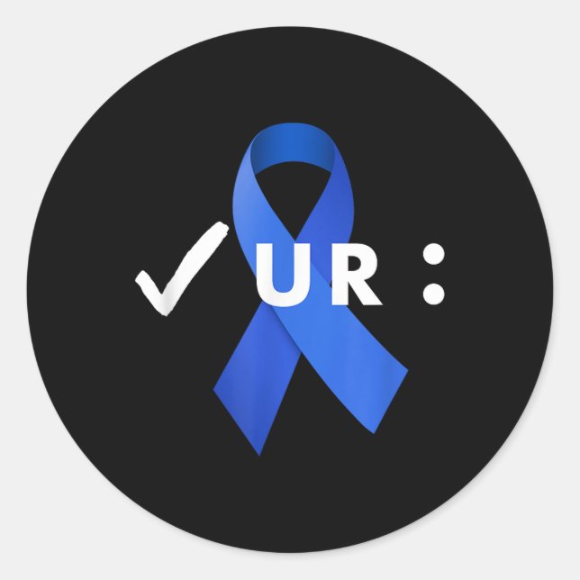 Karo deinen Kolon, Koloskopie. Colon Cancer Awar Runder Aufkleber (Vorderseite)