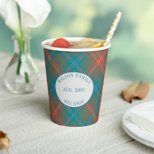 Karo-Familientreffen Rustikaler Clan Wilson Tartan Pappbecher
