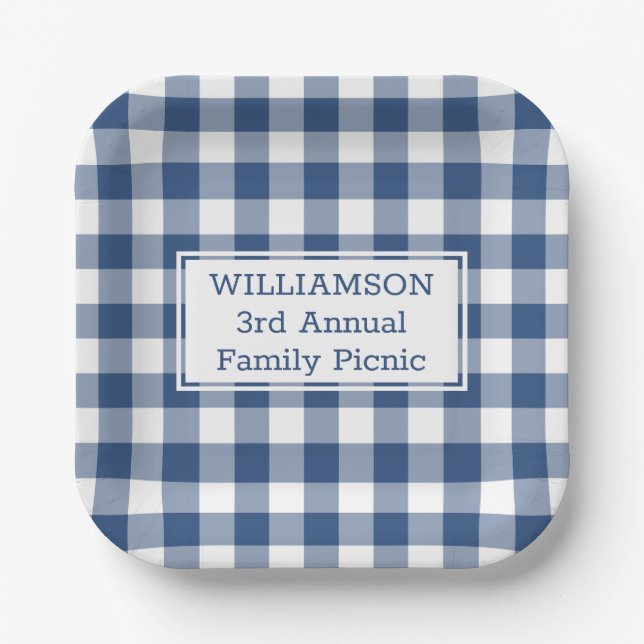 Karo Family Picnic in Blue und White Buffalo Pappteller (Vorderseite)