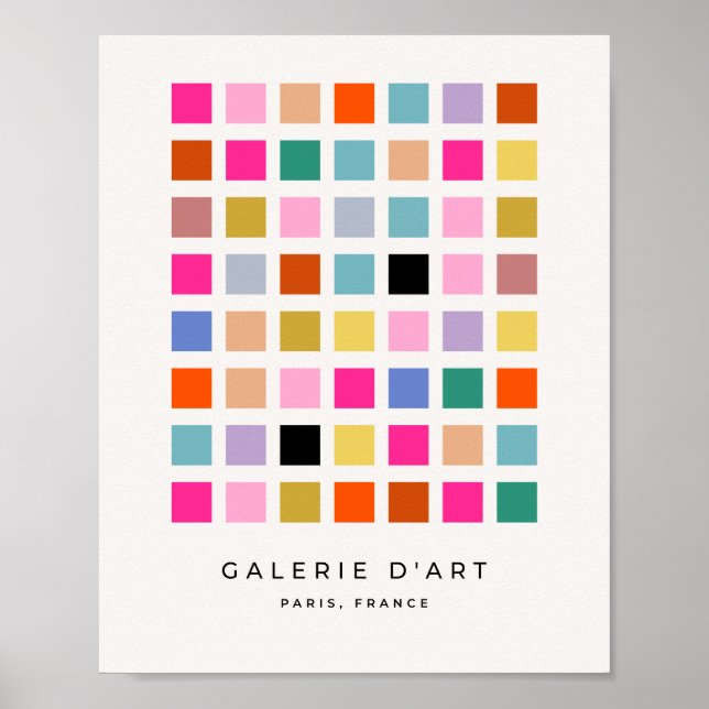 Karo Farbiges geometrisches Schachbrett des Mittel Poster (Vorne)