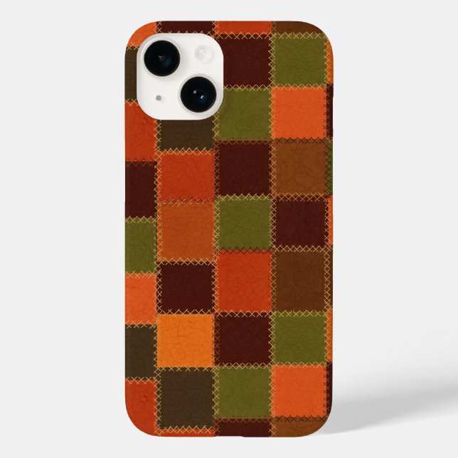 Karo-Faux-Patchwork Case-Mate iPhone 14 Hülle (Rückseite)