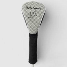 Karo Grün und Beige Herz Pickleball-Schläger Golf Headcover