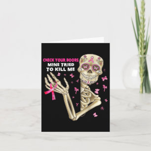 Karo Ihr Spaß Skeletton Hand Brustkrebs Aware Karte