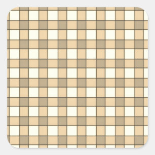 Karo in Braun und Weiß Quadratischer Aufkleber