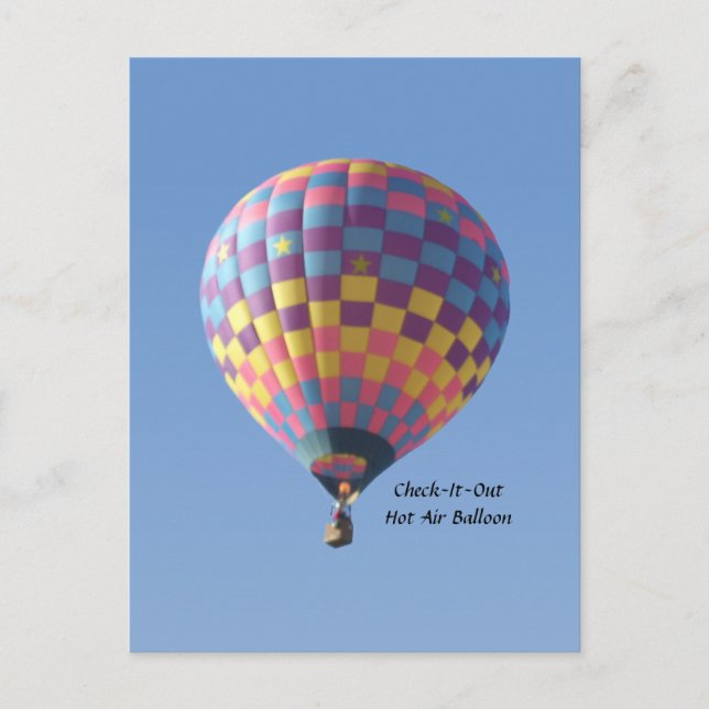 Karo-It-Out Hot-Air-Ballon-Postkarte Postkarte (Vorderseite)
