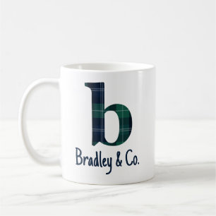 Karo-Kleinbuchstabe b Initiale mit Familienname Kaffeetasse