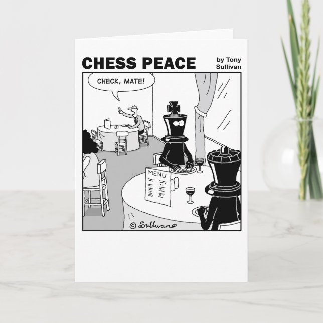 Karo Mate Schach Peace Cartoon Karte (Vorderseite)