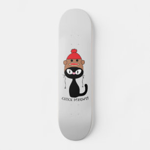 Karo Meowt Black Cat mit Sock-Affenhut Skateboard