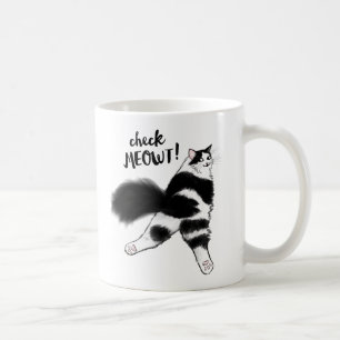 Karo Meowt! Funny Black and White Cat Sploot Kaffeetasse