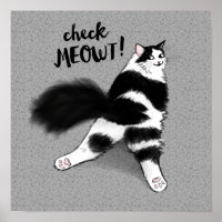 Karo Meowt! Funny Black and White Cat Sploot