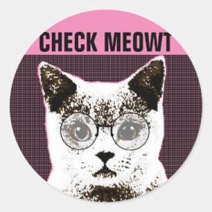 Karo Meowt, Funny CAT MIT SUNGLASSENSTICKERN Runder Aufkleber