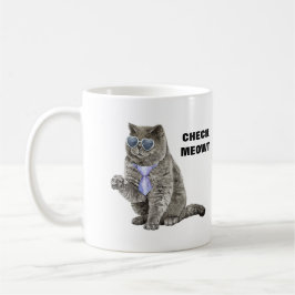 Karo Meowt Katze mit Sonnenbrille und Krawatte Fun Kaffeetasse