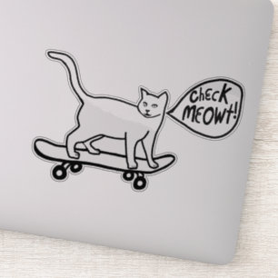 KARO MEOWT! Niedliche Skateboarding Katze Aufkleber
