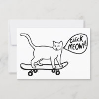 Karo Meowt Punny Skateboarding Cat Black Card