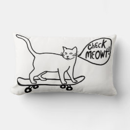 Karo Meowt Punny Skateboarding Cat Schwarz-weiß Lendenkissen