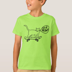 Karo Meowt Punny Skateboarding Katzen-T - Shirt
