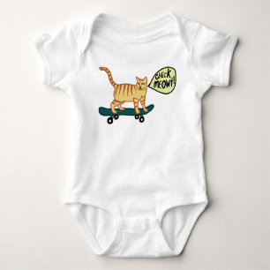 Karo Meowt Punny Skateboarding Tabby Cat Baby Strampler