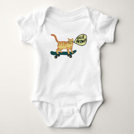 Karo Meowt Punny Skateboarding Tabby Cat Baby Strampler