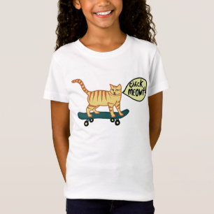 Karo Meowt Punny Skateboarding Tabby Cat T-Shirt