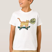 Karo Meowt Punny Skateboarding Tabby Cat T - Shirt
