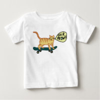 Karo Meowt Punny Skateboarding Tabby Cat T - Shirt