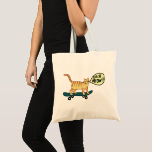 Karo Meowt Punny Skateboarding Tabby Cat Tragetasche