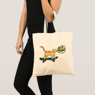 Karo Meowt Punny Skateboarding Tabby-Katze Tragetasche